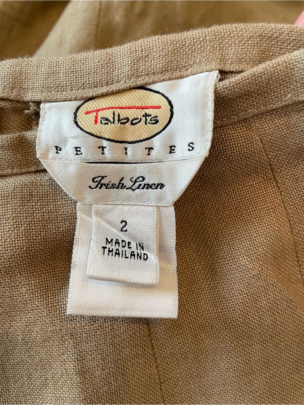 Talbots Petites Irish Linen Midi Skirt Tan A-Line Full Sweep Side Zip Size 2 VTG - Picture 5 of 8